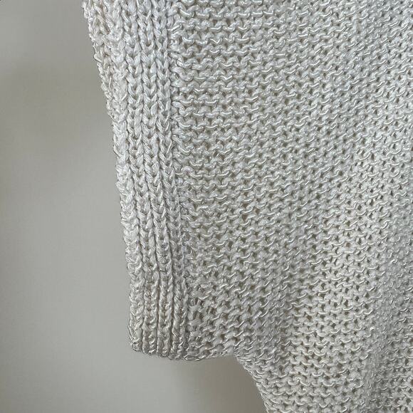 Chico's Women's‎ Cream Open Weave Short Sleeve Crochet Pullover Sweater SZ 3/XL - Picture 4 of 8